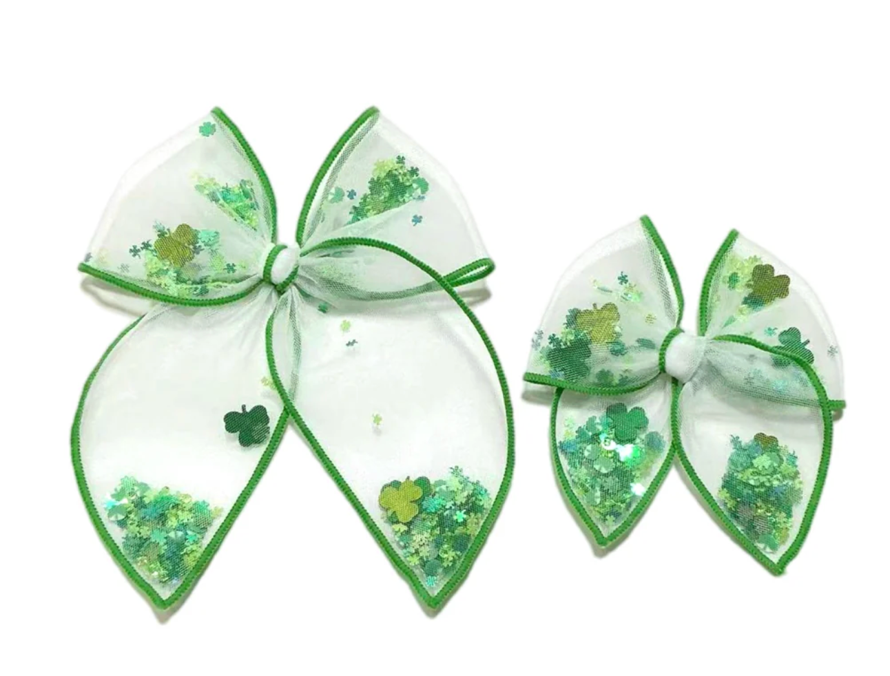 Clover Tulle Shaker Hair Tied Bow w Clip