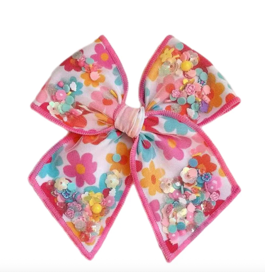 Daisy Pinwheel Hair Bow w/ Clip